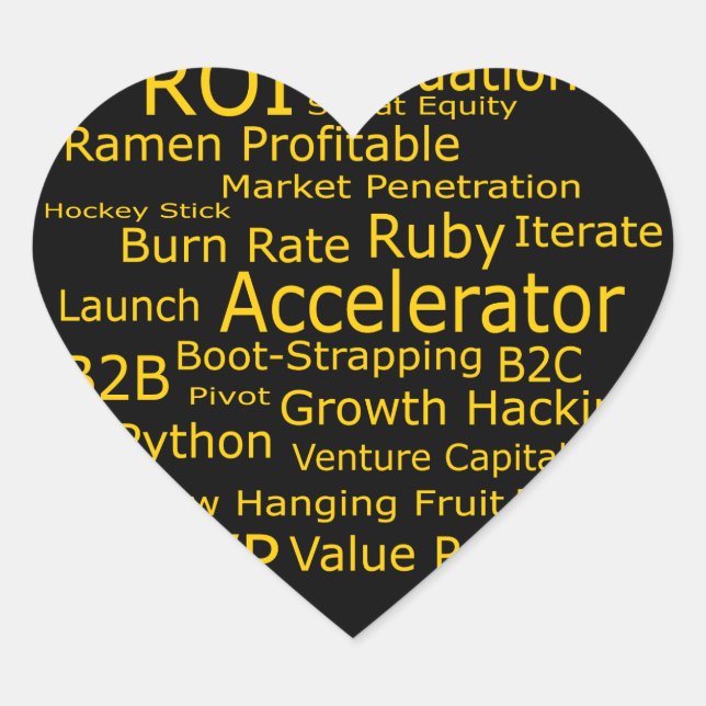Startup Business Jargon Cloud Herz-Aufkleber (Vorderseite)