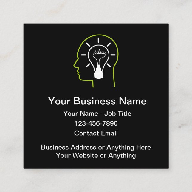 Startup Lightbulb Idee Business Cards Quadratische Visitenkarte (Vorderseite)
