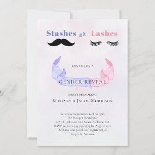 Stashes oder Lashes Gender Reveal Baby Shower Einladung