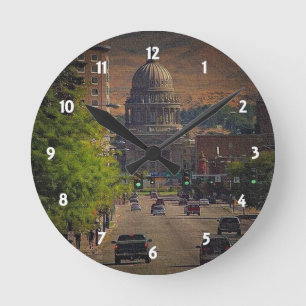 State Capital in Boise, Idaho Runde Wanduhr