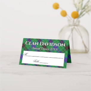State Clan Davidson Tartan Motto Platzkarte