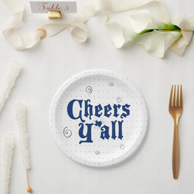 State Flag Blue Chee Y'all Pappteller (Hochzeit)