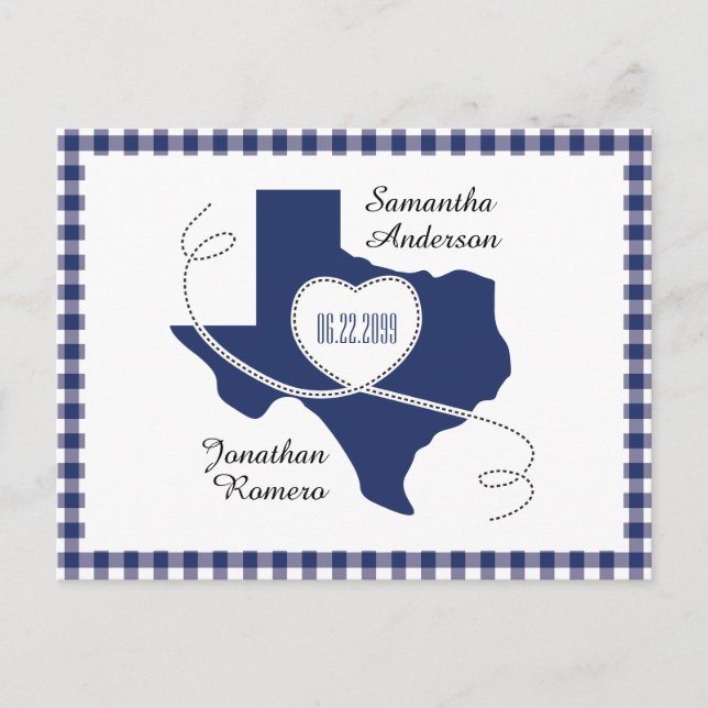 State Flag Blue Texas Curling Ribbon Save the Date Postkarte (Vorderseite)