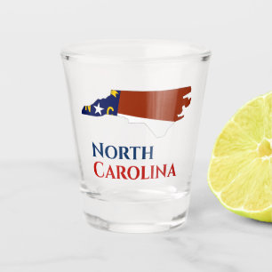 State Flag Map von North Carolina Schnapsglas