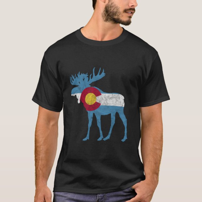State Flag Of Colorado Bull Moose T-Shirt (Vorderseite)
