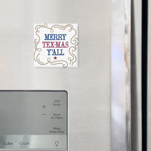State Flag Red and Blue Merry Tex-Mas Y'all Magnet