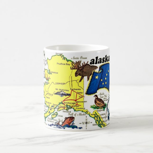 State of Alaska Map Postcard Mug Kaffeetasse (Mittel)