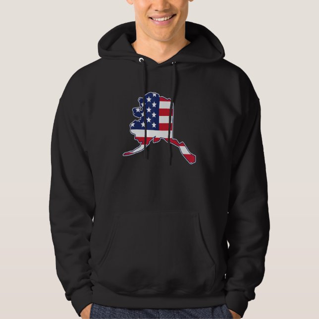 State of Alaska USA American Flag Patriotic Hoodie (Vorderseite)