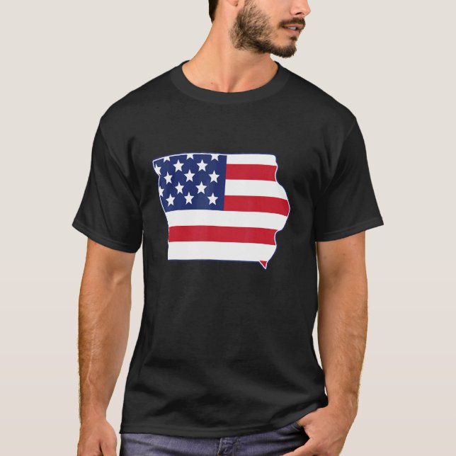 State of Iowa USA American Flag Patriotic T-Shirt (Vorderseite)