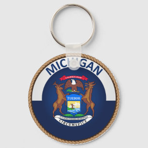 State of Michigan Flag Seal Schlüsselanhänger