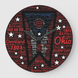 State of Ohio Word Art Round (Large) Wall Clock Große Wanduhr