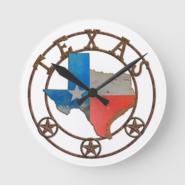 State of Texas Wrought Iron Runde Wanduhr (Vorderseite)