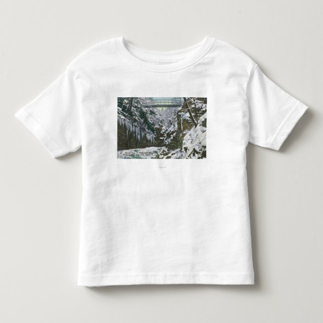 State Park Gorge Suspension Bridge View in Kleinkind T-shirt (Vorderseite)
