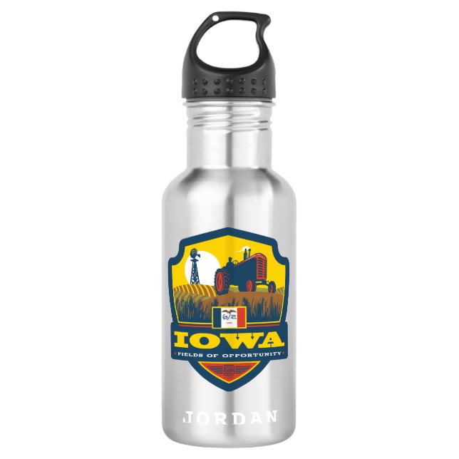 State Pride Iowa Edelstahlflasche (Vorderseite)