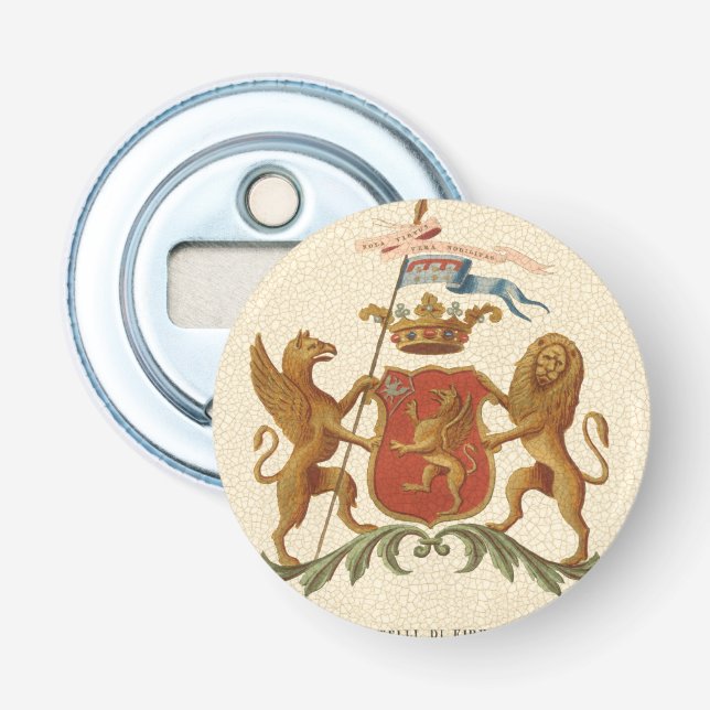 Stated Heraldic Abzeichen mit Griffin und Lion Flaschenöffner (Vorderseite)