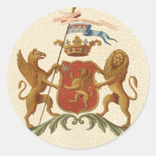 Stated Heraldic Abzeichen mit Griffin und Lion Runder Aufkleber