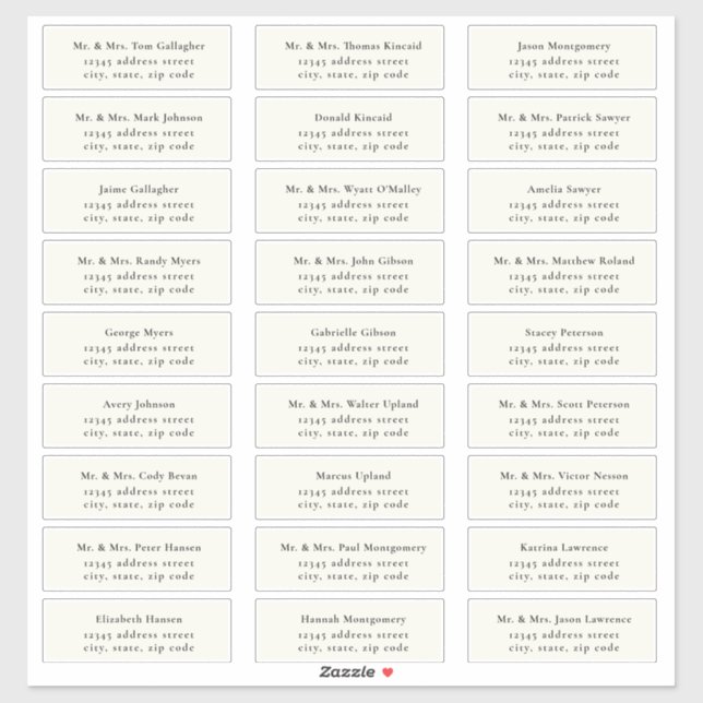 STATELY Black / Ecru Guest Address Labels (Blatt)