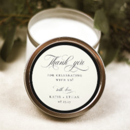 STATELY CALLIGRAPHY Wedding Thank You Runder Aufkleber