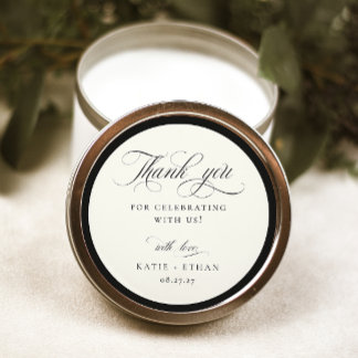 STATELY CALLIGRAPHY Wedding Thank You Runder Aufkleber