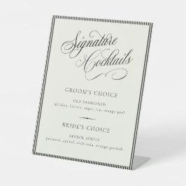 STATELY Signature-Cocktails Hochzeitsbar-Menü Sockelschild