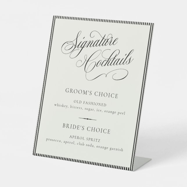 STATELY Signature Cocktails Wedding Bar Menu Sockelschild (Vorderseite)