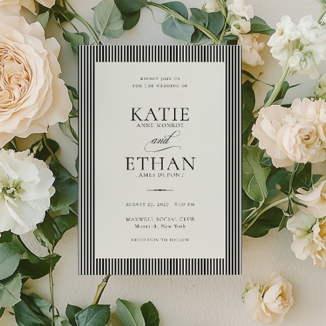 Stately Stripes Frame Wedding Invitation (Créateur téléchargé)