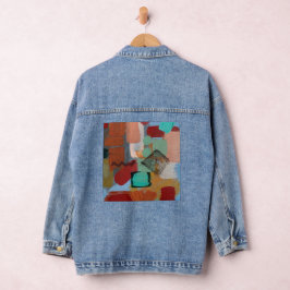 Statement-Denimjacke mit abstrakter Kunst Jeansjacke
