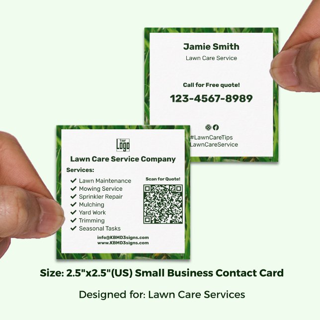 Statement Gartenpflege Logo QR Code  CTA  Quadratische Visitenkarte (Statement Garden Maintenance Logo QR Code CTA Square Business Card, Size: 2.5"x2.5")