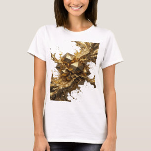 Statement Gold ABSTRACT ART Tragbare Kunst T-Shirt