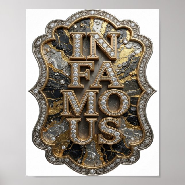 Statement Gold IN BERÜHMT Graphic Design Poster (Vorne)