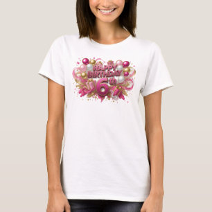 Statement Pink HAPPY BIRTHDAY 6TH Shirt Design