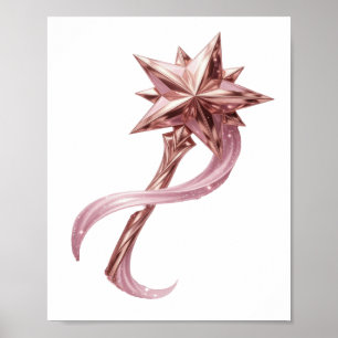 Statement Pink ROSE GOLD STAR WAND Künstlerisches Poster