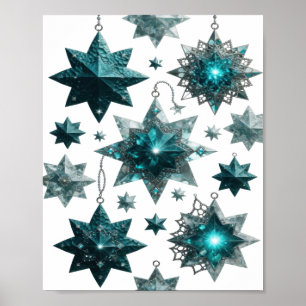 Statement Silber BLUE STAR ORNAMENTE Poster