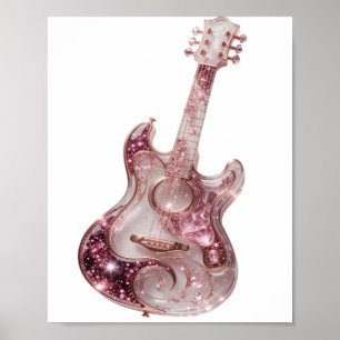 Statement Silber PINK GLITTER Gitarre Design Poster