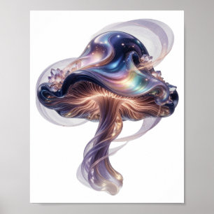 Statement Silber SPACE MUSHROOM Künstlerisches Mot Poster