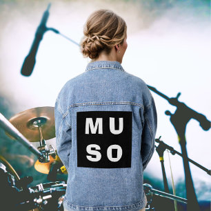 Statement zu Muso Schwarz-weiß Musician Music Love Jeansjacke