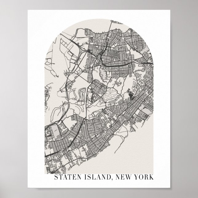 Staten Island New York Boho Arch Street Karte Poster (Vorne)