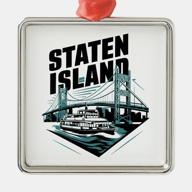 Staten Island New York Ferry Ornament Aus Metall (Vorne)