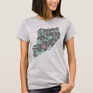 Staten Island NY Typografy Map T-Shirt