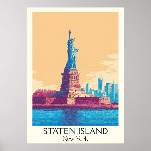 Staten Island NY Vintage Freiheitsstatue Poster (Vorne)