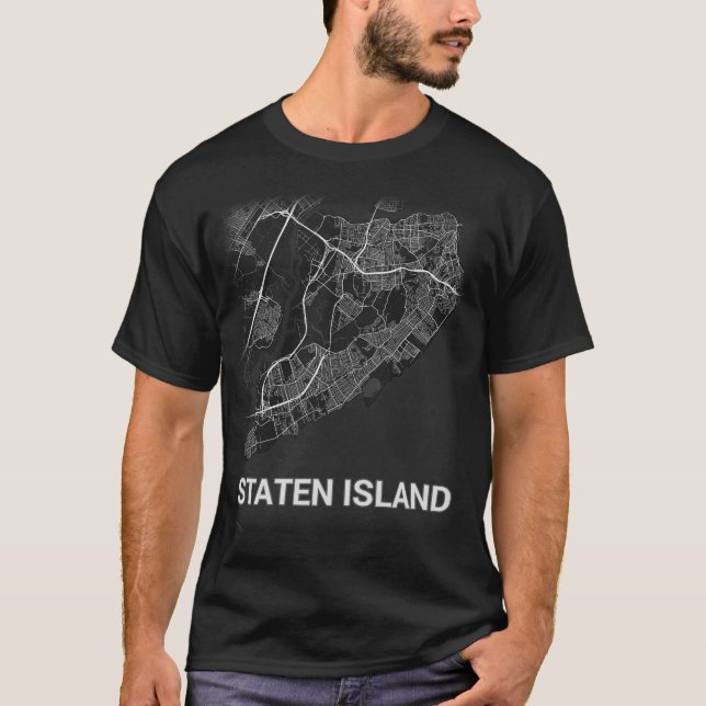 Staten Island-Stadtkarte (GROSSDRUCK) T-Shirt (Vorderseite)