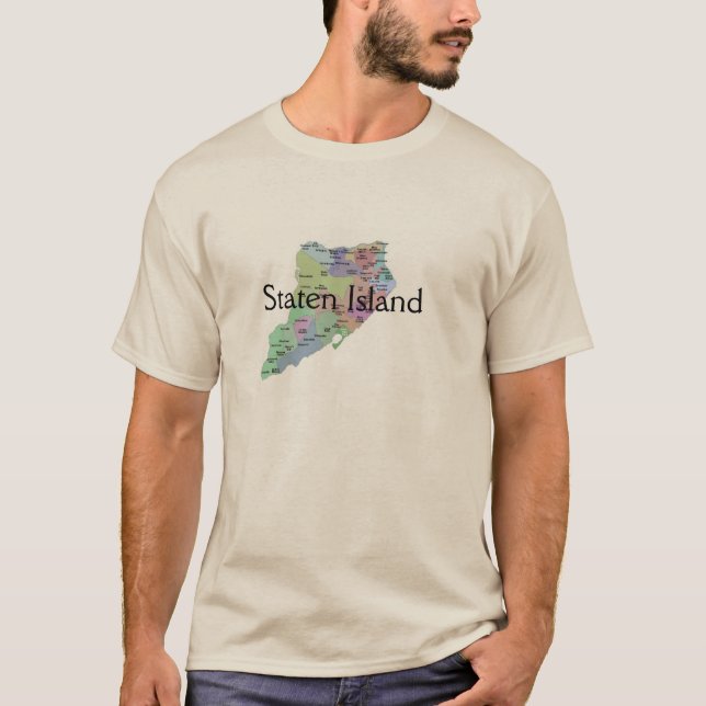 Staten Island (über Karte) T-Shirt (Vorderseite)