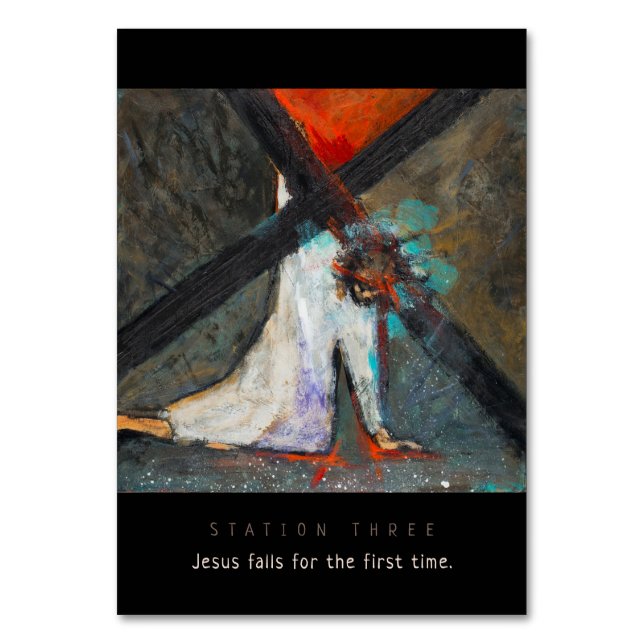 Station 3, Jesus fällt #1 Tischnummer (Vorderseite)