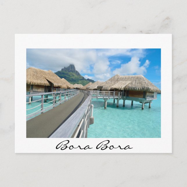 Station balnéaire sur Bora Bora carte postale blan (Devant)