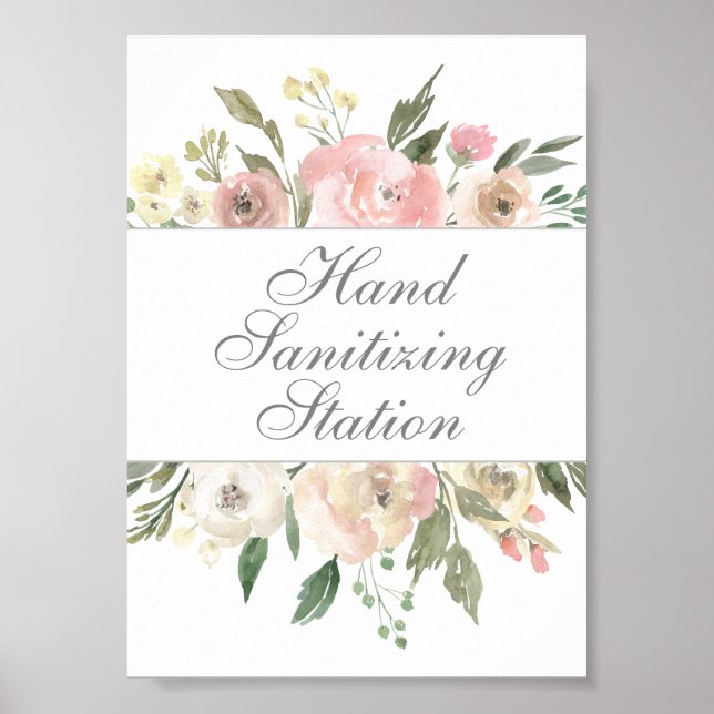 Station de nettoyage à la main Chic Floral Poster  (Devant)