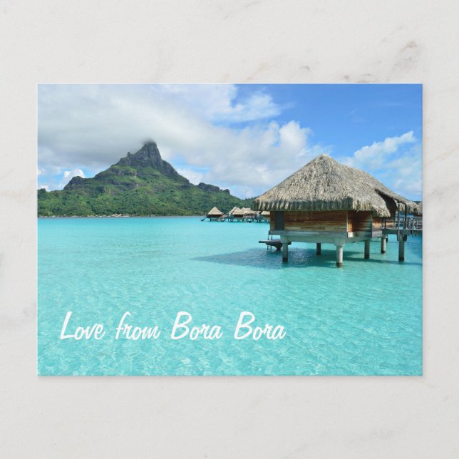 Station de surf Bora Bora carte postale amour text (Devant)