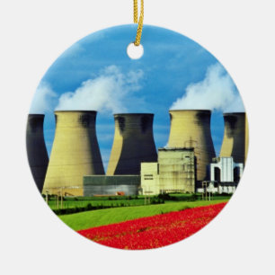 Station gelbes Mohnblumenfeld und Ferrybridge Keramikornament