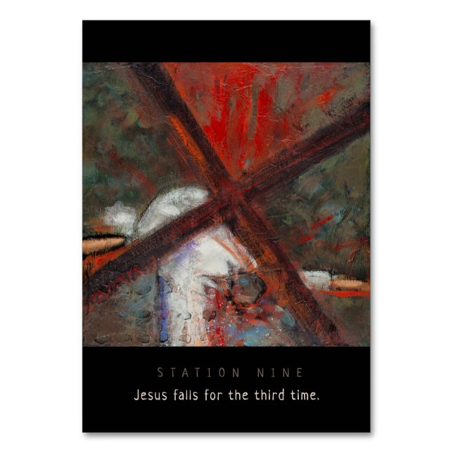 Station Nine, Jesus fall #3, Gebet-Karte Tischnummer (Vorderseite)