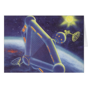 Station spatial en orbite de science-fiction vinta