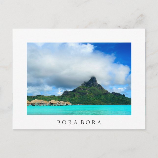 Station tropicale sur Bora Bora carte postale blan (Devant)